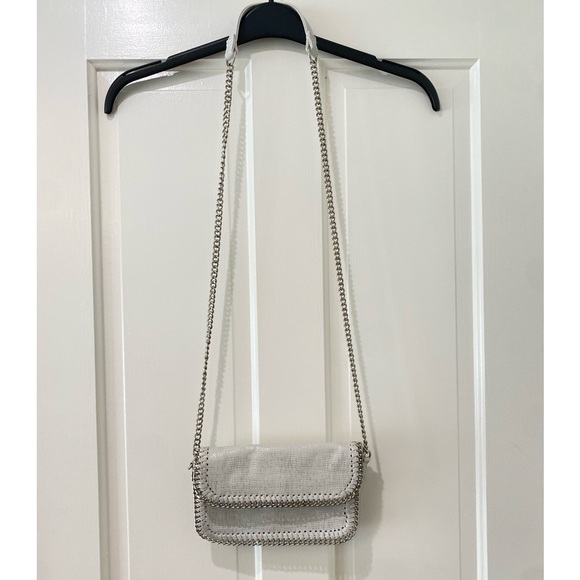 Sondra Roberts Squared white metallic shiny leather silver crossbody purse - Picture 14 of 15